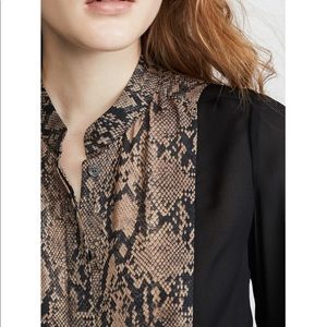 Frame black silk blouse with snake trim